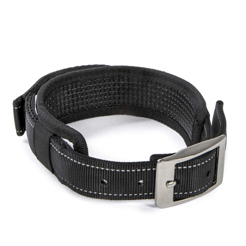 Sherpa Dog Collar, Built-in Quick Grab Handle, Padded - Black, Medium - Image 4